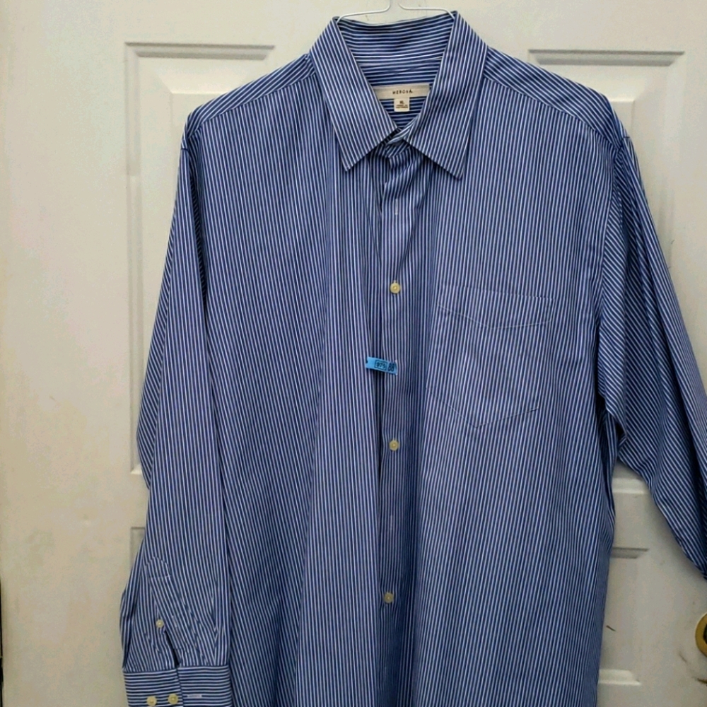 Dress Shirt Mens XL Blue Pin Stripe Merona